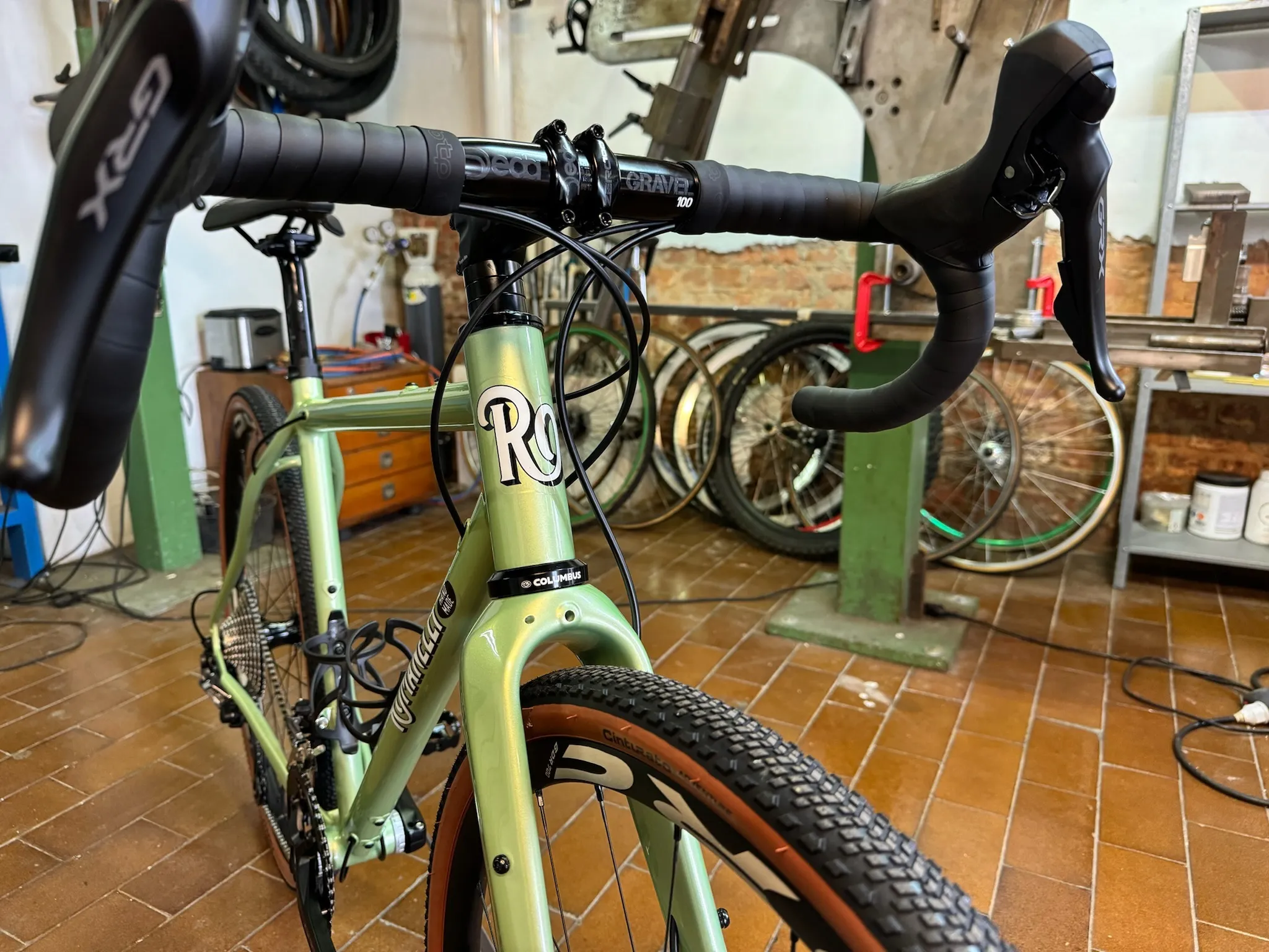 Manubrio e tubo sterzo — Romanelli Cicli Tuck turn, verde chiaro