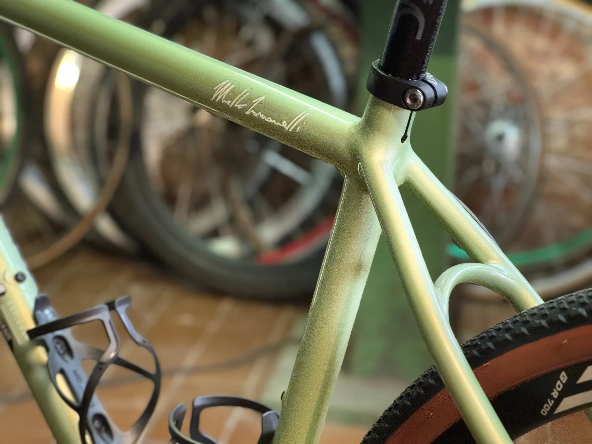 Nodo sella e tubo orizzontale — Romanelli Cicli Tuck turn, verde chiaro