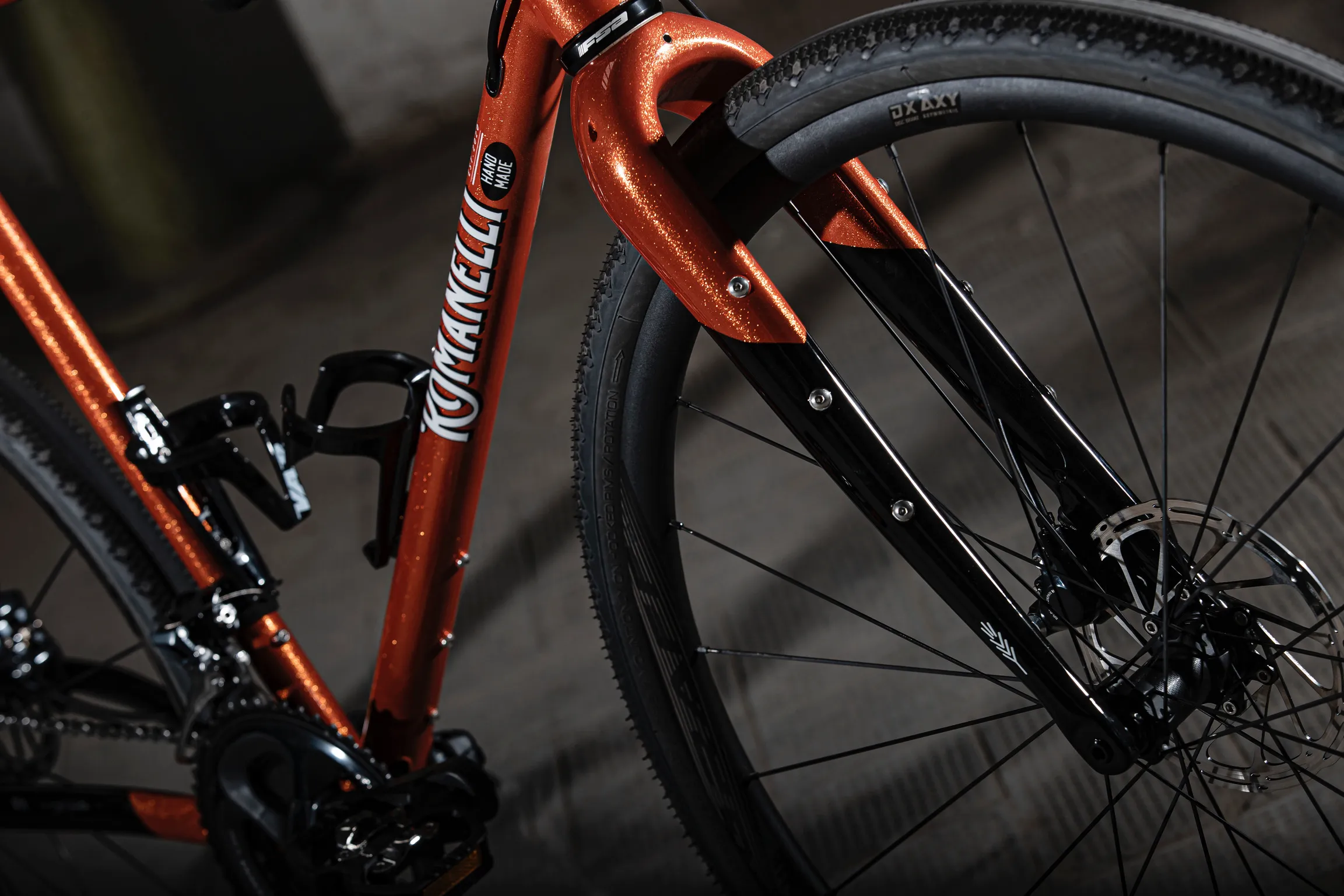 Forcella e ruota anteriore — Romanelli Cicli Tuck turn, arancione