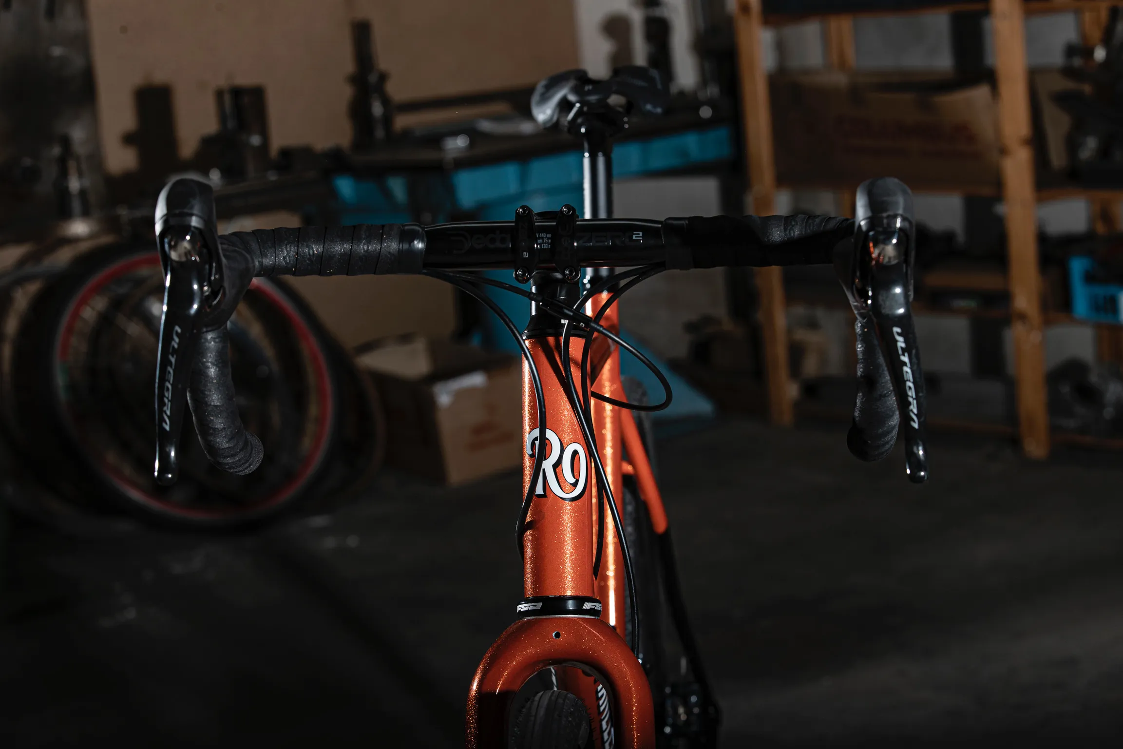 Vista frontale e manubrio — Romanelli Cicli Tuck turn, arancione
