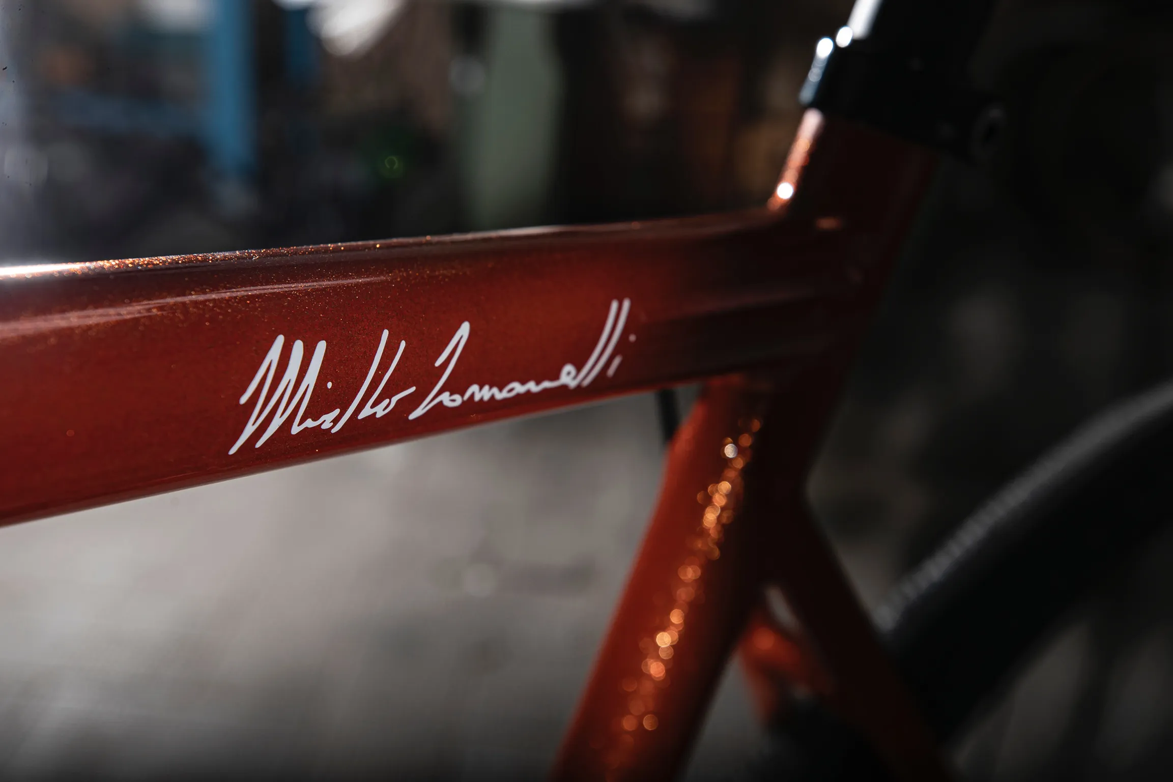 Firma sul tubo orizzontale — Romanelli Cicli Tuck turn, arancione